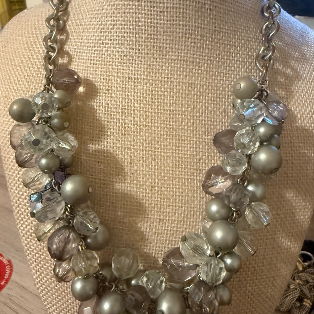 Elegant Silver and Gray‎ Beaded Necklace